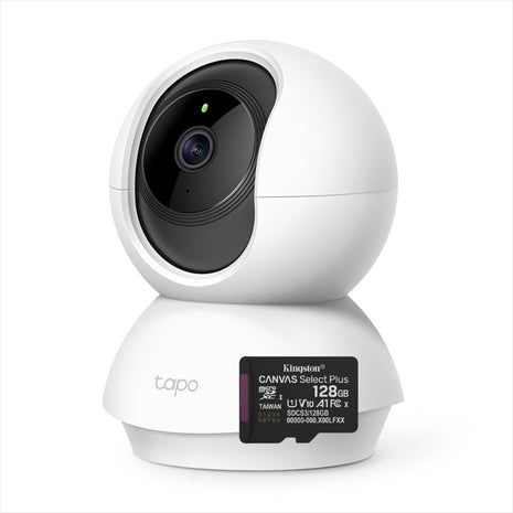 Cámara WiFi TP-Link Tapo C210 360° 2K 3MP Visión Nocturna Seguimiento Automático y Compatible con Alexa + Micro SD 128GB