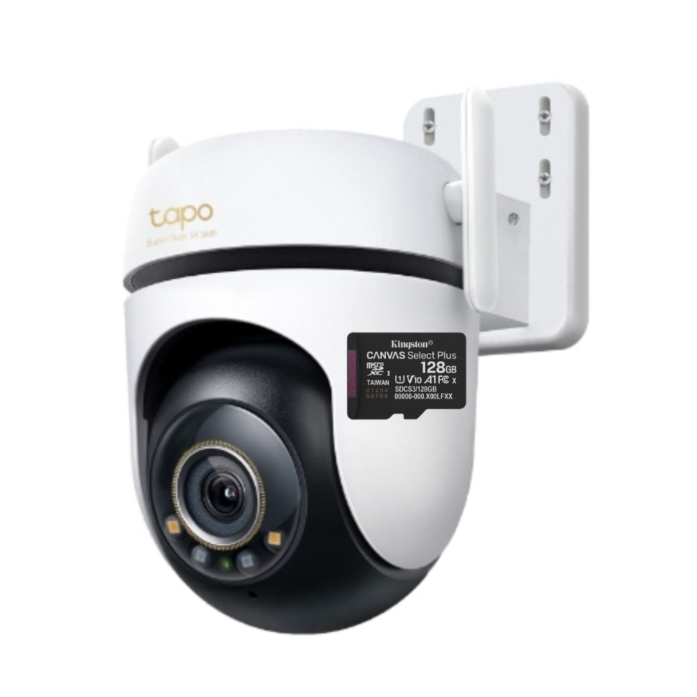 Cámara WiFi TP-Link Tapo C530WS 360° 3K 5MP para Exteriores con Visión Nocturna a Color y Detección IA Avanzada + Micro SD 128GB