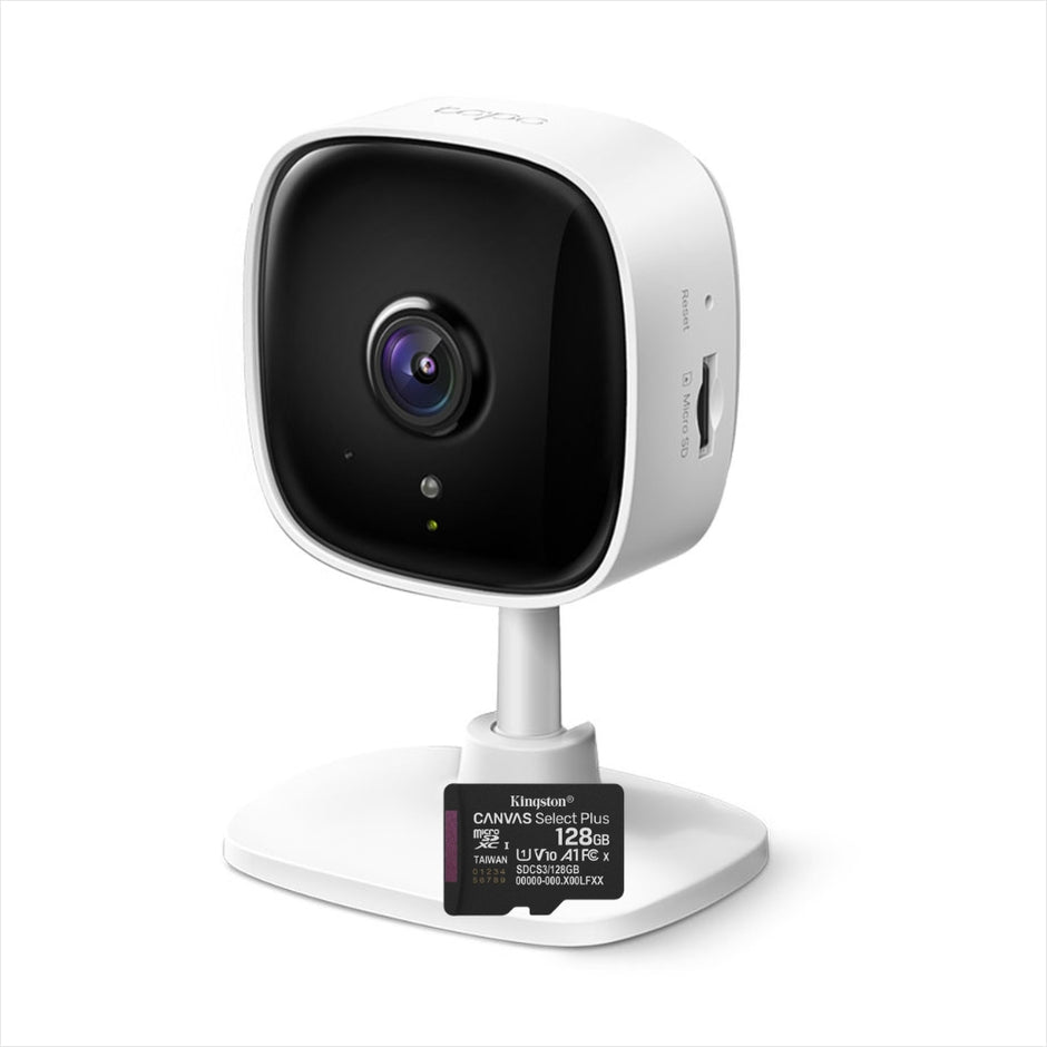 Cámara WiFi TP-Link Tapo C100 Full HD 1080p Visión Nocturna Audio Bidireccional Alarma Sonora + Micro SD 128GB