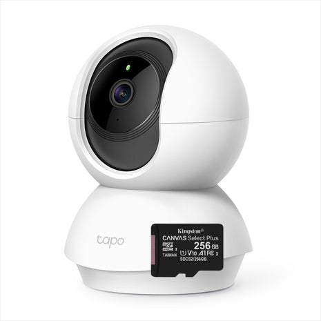 Cámara WiFi TP-Link Tapo C210 360° 2K 3MP Visión Nocturna Seguimiento Automático y Compatible con Alexa + Micro SD 256GB