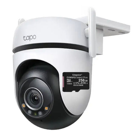 Cámara WiFi TP-Link Tapo C520WS 360° 2K QHD para Exteriores con Visión Nocturna a Color y Detección IA Avanzada + Micro SD 256GB