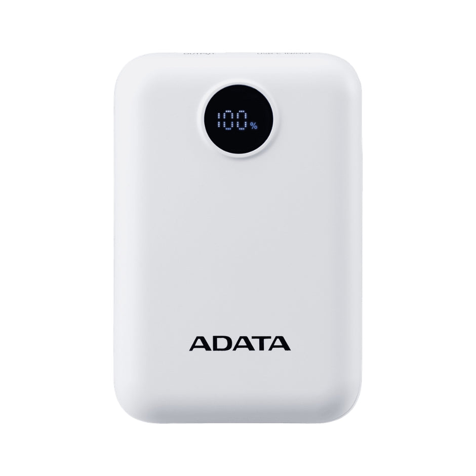Power Bank Adata C100 Patalla Digital 10000mah 20W USB-C/USB-A y Carga Rápida QC/PD - Blanco