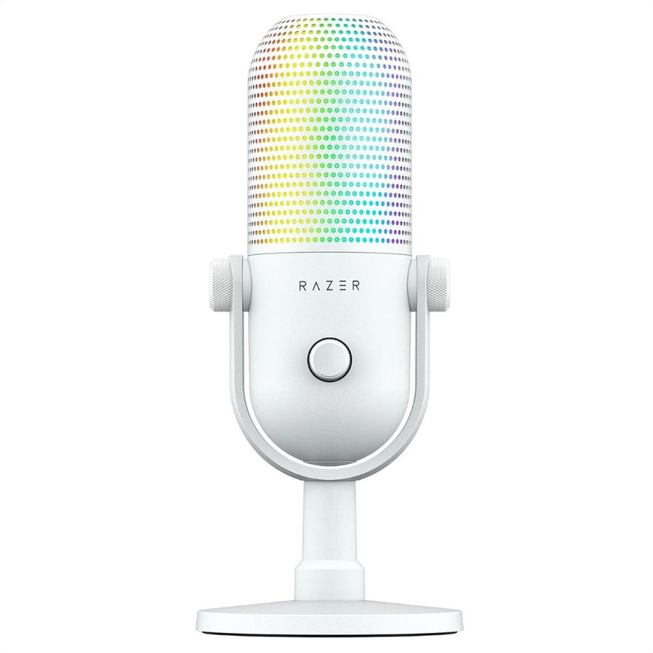 Micrófono Razer Seiren V3 Chroma USB RGB 96kHz 24bit Supercardioide para Streaming Profesional Blanco
