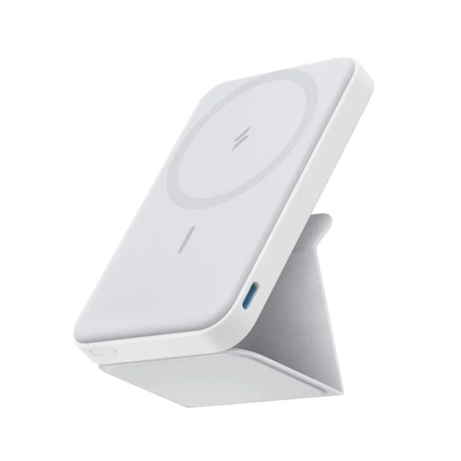 Batería Magnética Power Bank Anker MagGo 622 MagSafe 5000mAh Soporte Plegable USB-C iPhone - Blanco