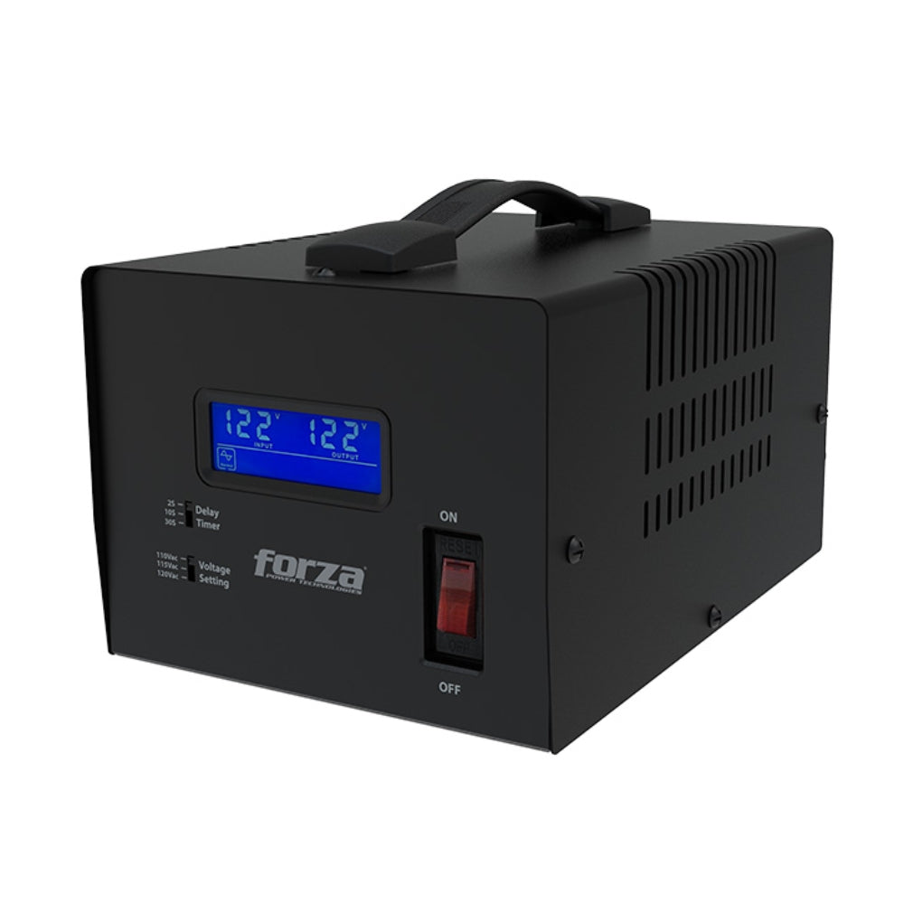 Regulador de Voltaje Forza FVR-3601 3600VA 1800W AVR con Pantalla LCD y 4 Tomas NEMA 5-15R