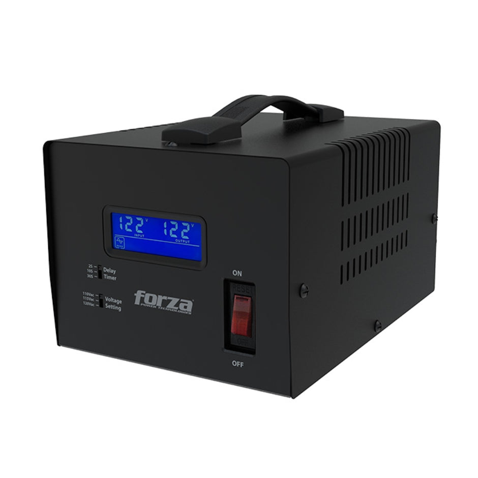 Regulador de Voltaje Forza FVR-3601 3600VA 1800W AVR con Pantalla LCD y 4 Tomas NEMA 5-15R