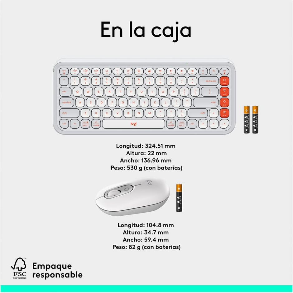 Combo Teclado Y Mouse Bluetooth, Logitech Pop Icon, Blanco