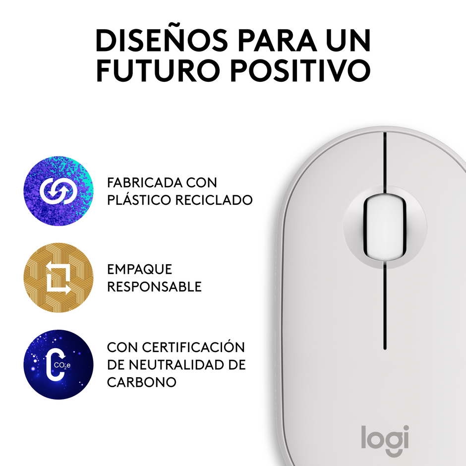 Mouse Bluetooth Multidispositivo Logitech Pebble 2 M350s, Blanco
