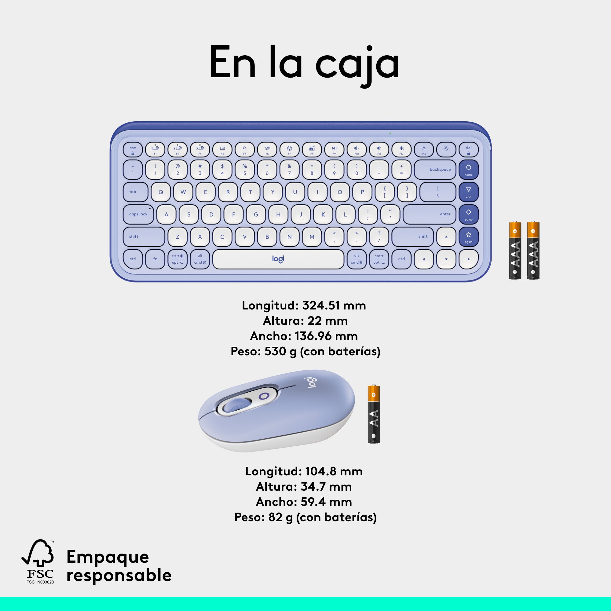 Combo Teclado Y Mouse Bluetooth, Logitech Pop Icon, Lila