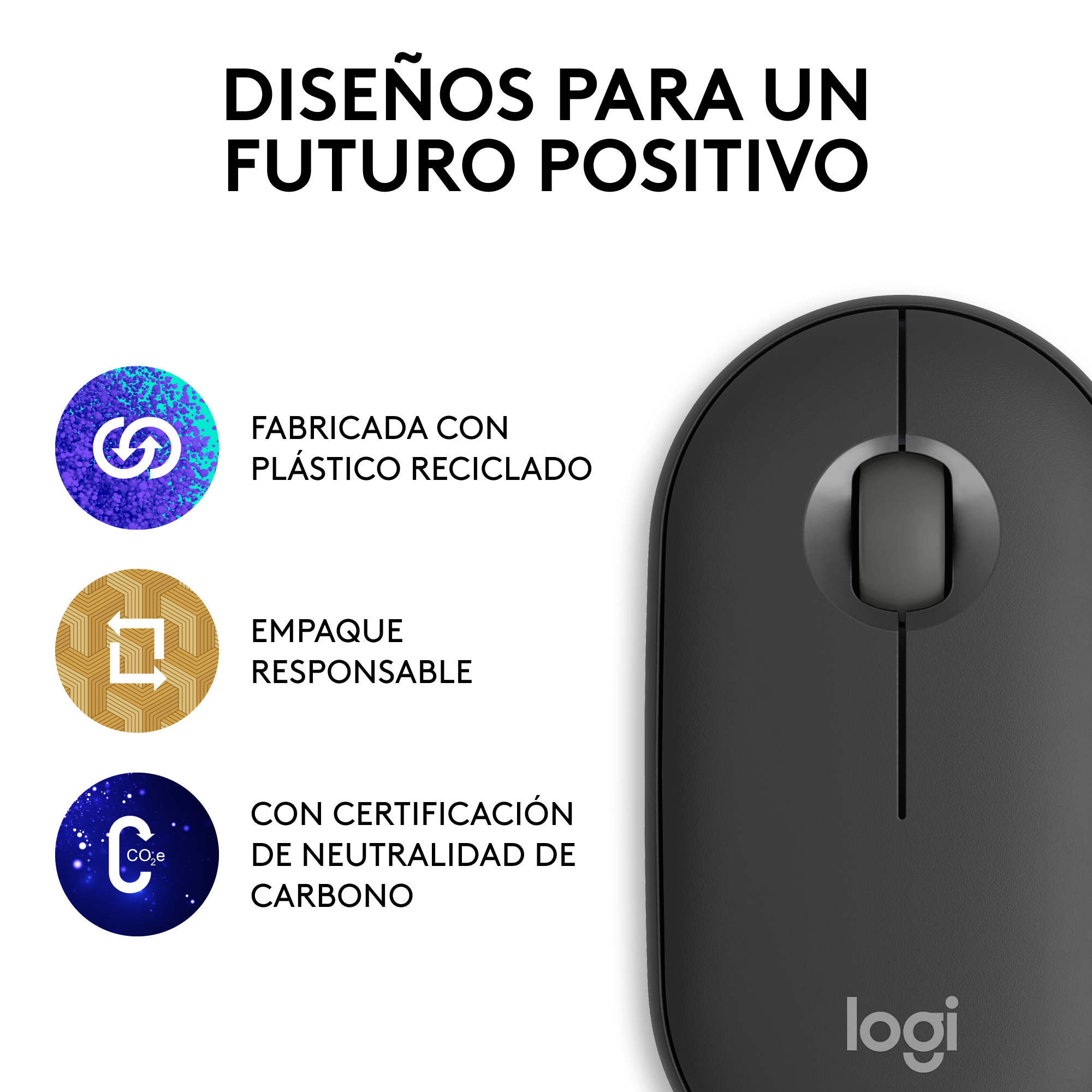Mouse Bluetooth Multidispositivo Logitech Pebble 2 M350s, Negro