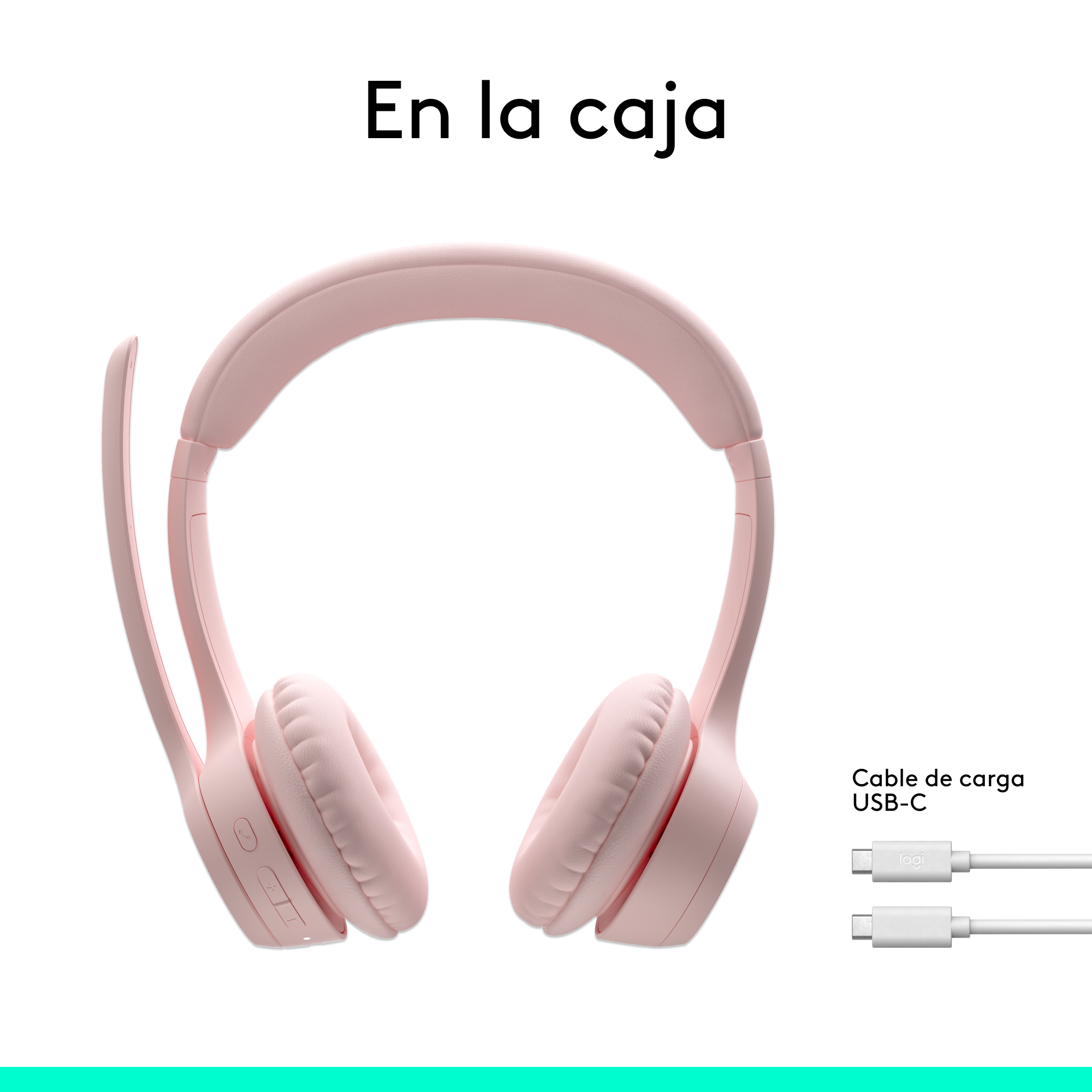 Diadema Profesional Bluetooth, Logitech Zone 300, Con Micrófono, Rosa
