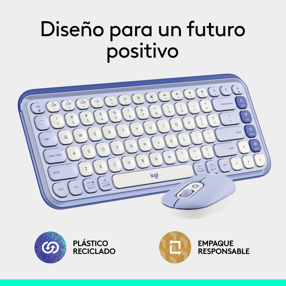 Combo Teclado Y Mouse Bluetooth, Logitech Pop Icon, Lila
