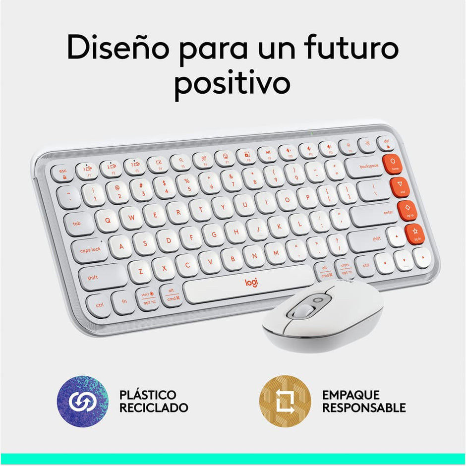 Combo Teclado Y Mouse Bluetooth, Logitech Pop Icon, Blanco