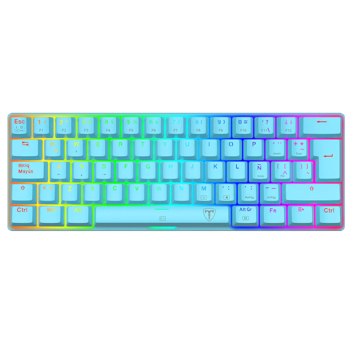 Teclado Mecánico 60%, T-dagger Arena Blue Tgk321b Rgb, Español, Red Switch