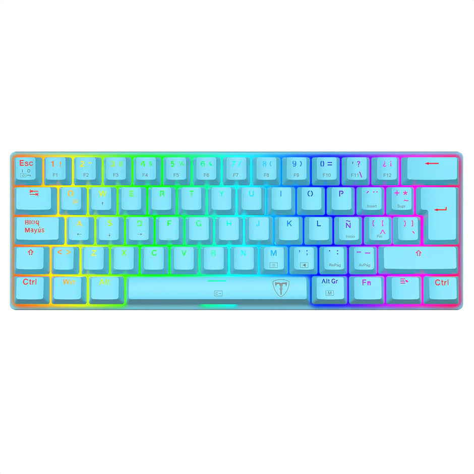 Teclado Mecánico 60%, T-dagger Arena Blue Tgk321b Rgb, Español, Red Switch