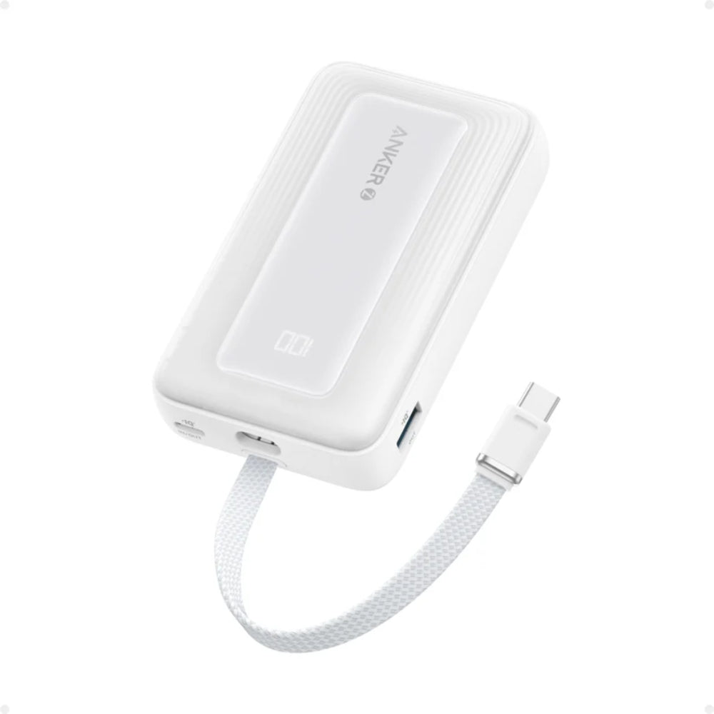 Power Bank Anker Zolo A1685 10000mAh 30W con Cable USB-C Integrado y Carga Rápida PD - Blanco