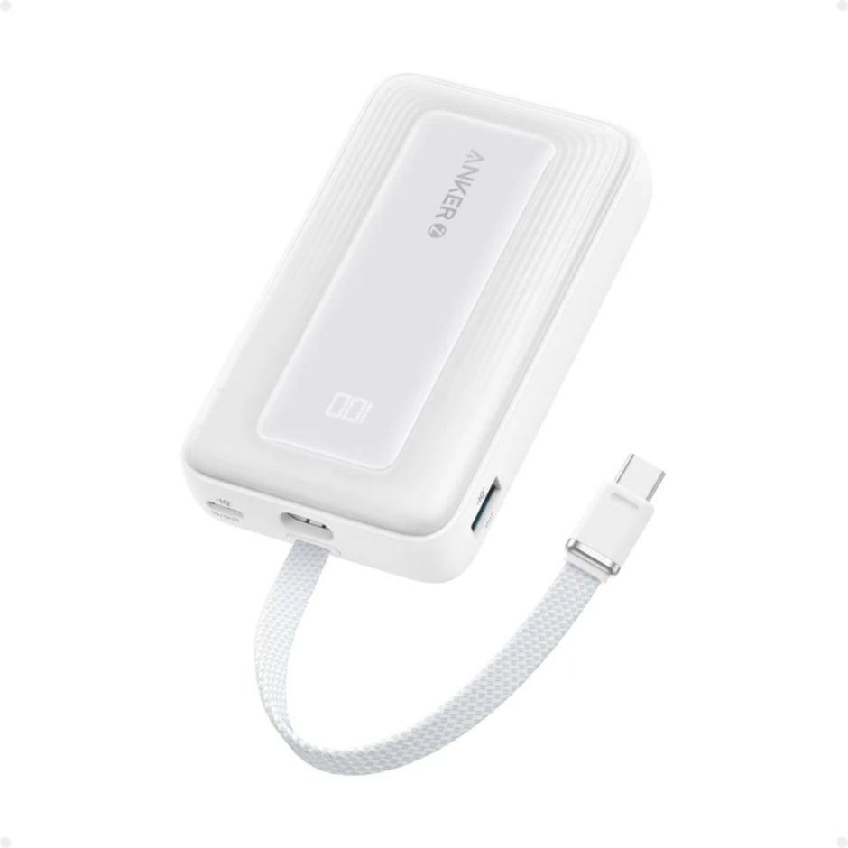 Power Bank Anker Zolo A1685 10000mAh 30W con Cable USB-C Integrado y Carga Rápida PD - Blanco