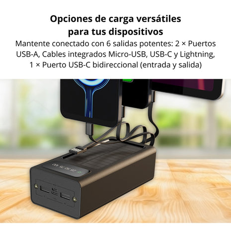 Power Bank 30.000 mAh con Panel Solar Xtech XPB-300 Multiples Puertos, Linterna