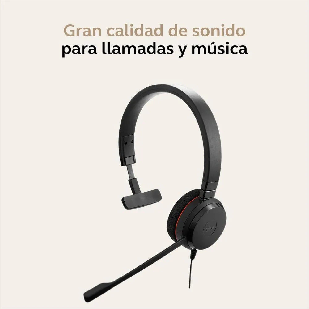 Audífonos Diadema Profesional Jabra Evolve 20 MS Monoaural USB-C/A Micrófono Control Volumen Call Center
