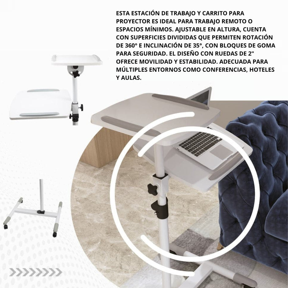 Soporte Móvil con Ruedas para Proyector y Laptop Portátil TechGo SPPR-02 de Altura Ajustable Universal