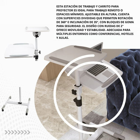 Soporte Móvil con Ruedas para Proyector y Laptop Portátil TechGo SPPR-02 de Altura Ajustable Universal