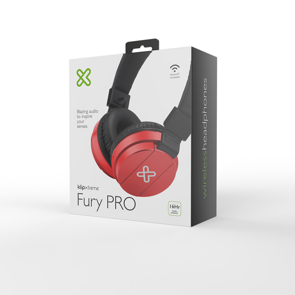 Diadema Inalámbrica Bluetooth Klip Xtreme Fury Pro KWH-001 con Micrófono / Rojo