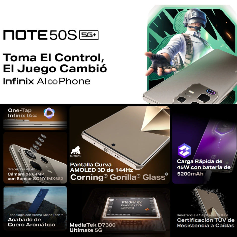 Celular Infinix Note 50S 5G 256GB /8GB Violeta + Redmi Watch 5 Active Blanco