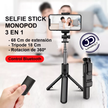 Trípode, Monopod y Selfie Stick 3en1 Modelo S03 + Control Bluetooth para Celular