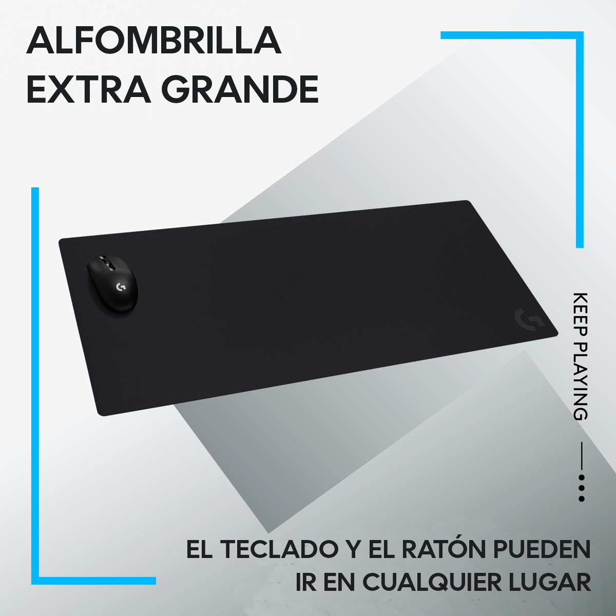 Mouse Pad Alfombrilla Gamer Logitech G840 Desk Mat Tela XL 900x400x3mm Fricción Moderada Base Goma - Negro