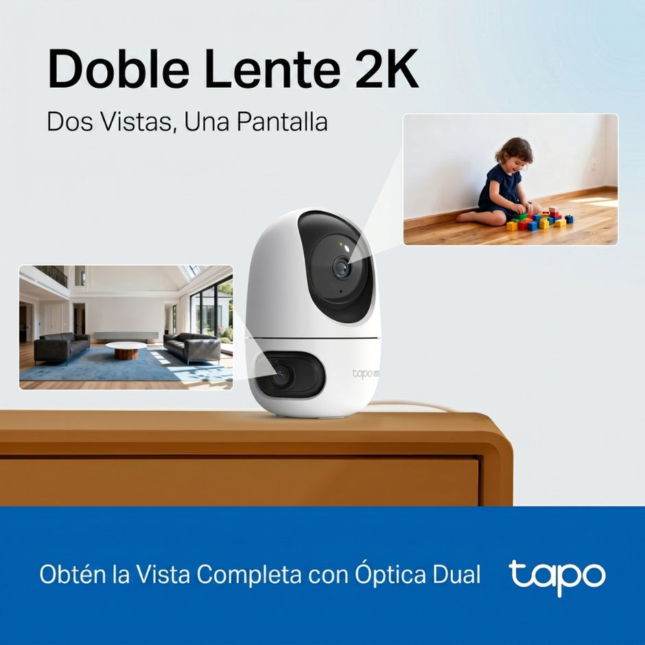 Cámara Seguridad Wi-Fi TP-Link Tapo C245D Doble Lente 2K 6MP Robótica 360° Rastreo IA Audio Bidireccional