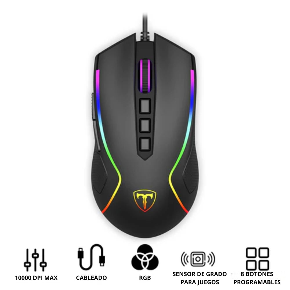 Combo Gamer T-Dagger Diadema Sona 7.1 Virtual RGB + Mouse Darkangel Lite 10000 DPI 8 Botones