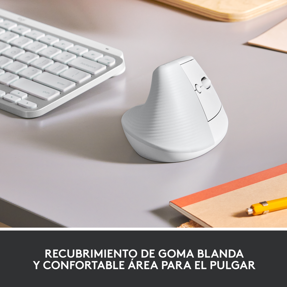 Mouse Ergonómico Vertical Logitech Lift, Inalámbrico para Manos Pequeñas y Medianas, Blanco