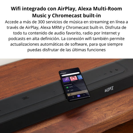 Barra de Sonido JBL BAR 500 PRO 5.1 Dolby Atmos® 590W Subwoofer 10” Wi-Fi Multibeam™ PureVoice HDMI eARC