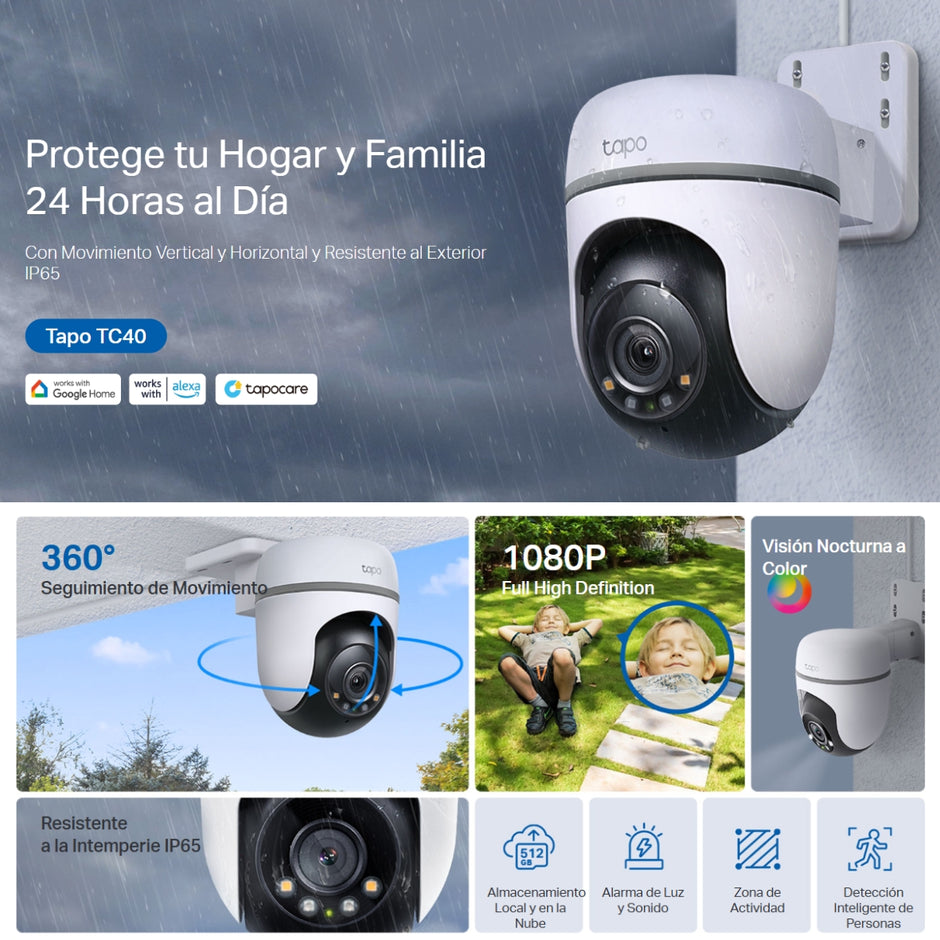 Cámara IP WiFi TP-Link Tapo TC40 Robótica 360° para Exteriores con Detección IA con IP65