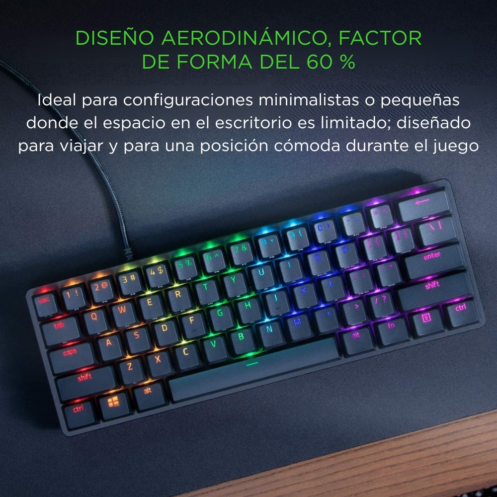 Razer Huntsman Mini, Teclado Gamer 60%, Chroma Rgb, Español ES - Negro