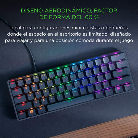 Razer Huntsman Mini, Teclado Gamer 60%, Chroma Rgb, Español ES - Negro
