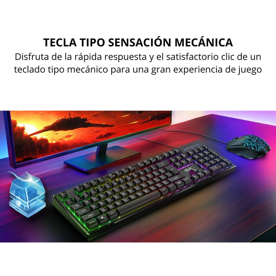 Combo Gamer Teclado y Mouse Genius Scorpion KM-GX3 Retroiluminado RGB con AI Copilot - Negro
