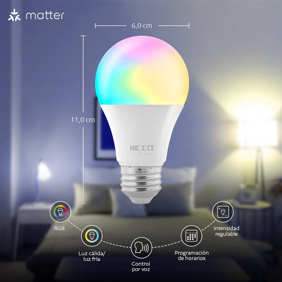 Bombilla Led Rgb Inteligente Wifi Nexxt Nhb-c110m, 2 Pack