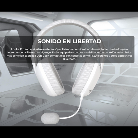 Redragon H848 IRE PRO Wireless 7.1 Diadema Gamer 2.4gz/bt/3.5mm, Blanco/Gris