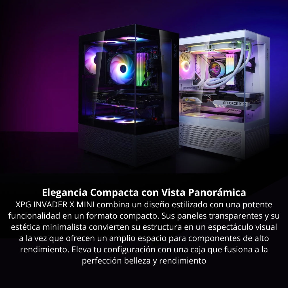 Gabinete Pc Gamer Adata XPG Invader X Mini, Caja ATX Sin Fuente, con 5 Coolers ARGB