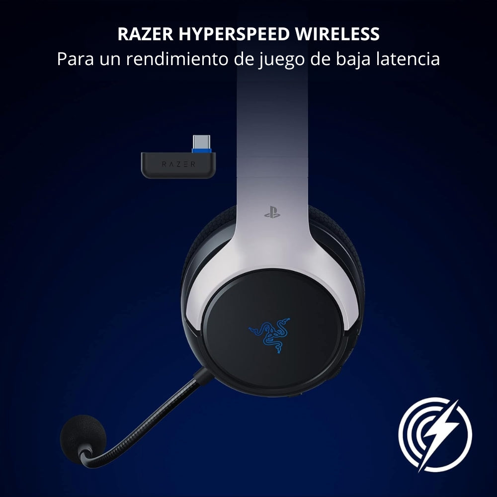 Audífonos Gamer Inalámbricos Razer Kaira HyperSpeed PS5 y PC Bluetooth y dongle 2.4GHz 30H Batería