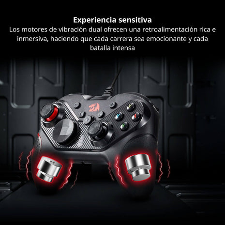 Redragon Control Gamepad Rift G710 4 Macros Turbo Vibración Dual Plug&Play PC Switch PS3