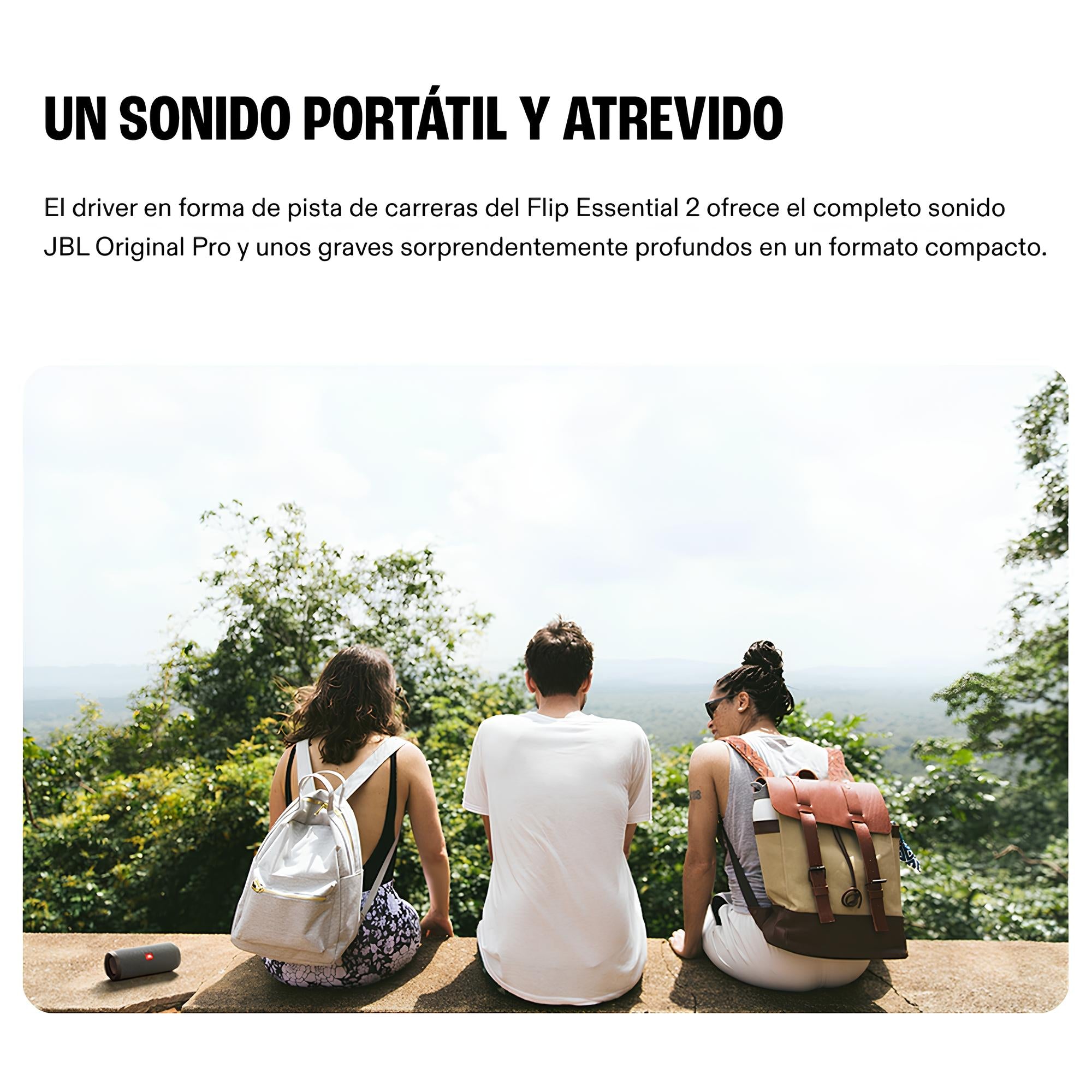 Parlante Inalámbrico JBL Flip Essential 2 Bluetooth 5.1 20W Hasta 10h Resistencia IPX7 - Gris