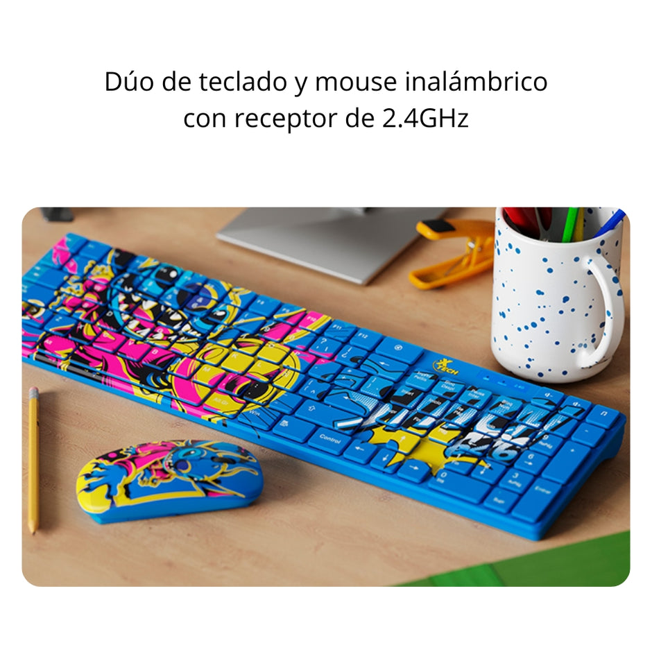 Combo Inalambrico Teclado y Mouse Xtech XTK-D312ST Edicion Stitch