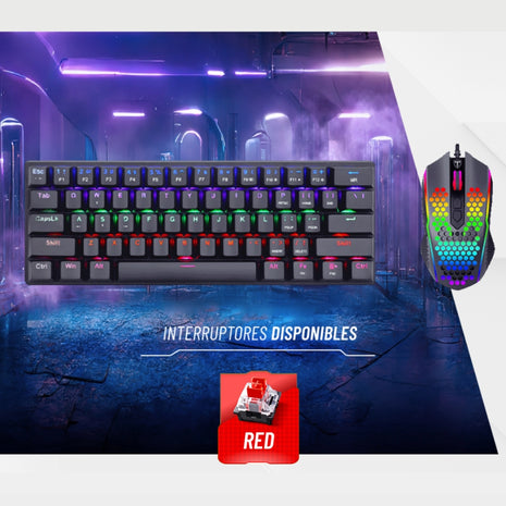 T-Dagger Combo Gamer Main Force TGS-008 LIT Teclado Mecánico 60% + Mouse RGB Chroma