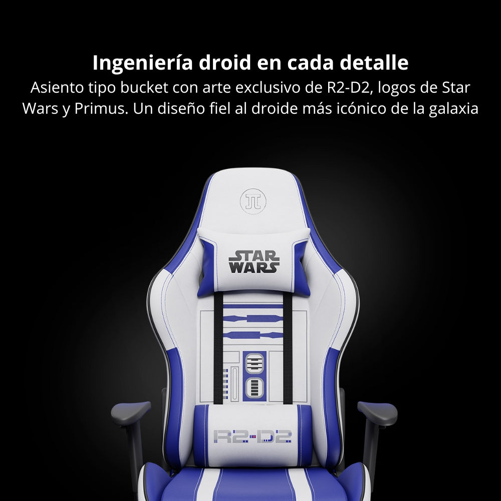 Silla Gamer Profesional Primus Thronos 103T R2-D2 Edición Especial Star Wars Ergonómica Reclinable 2D