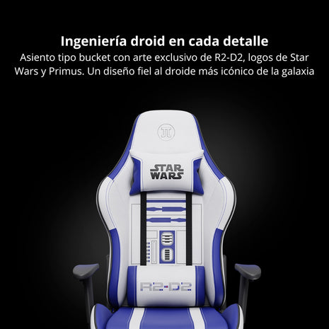 Silla Gamer Profesional Primus Thronos 103T R2-D2 Edición Especial Star Wars Ergonómica Reclinable 2D