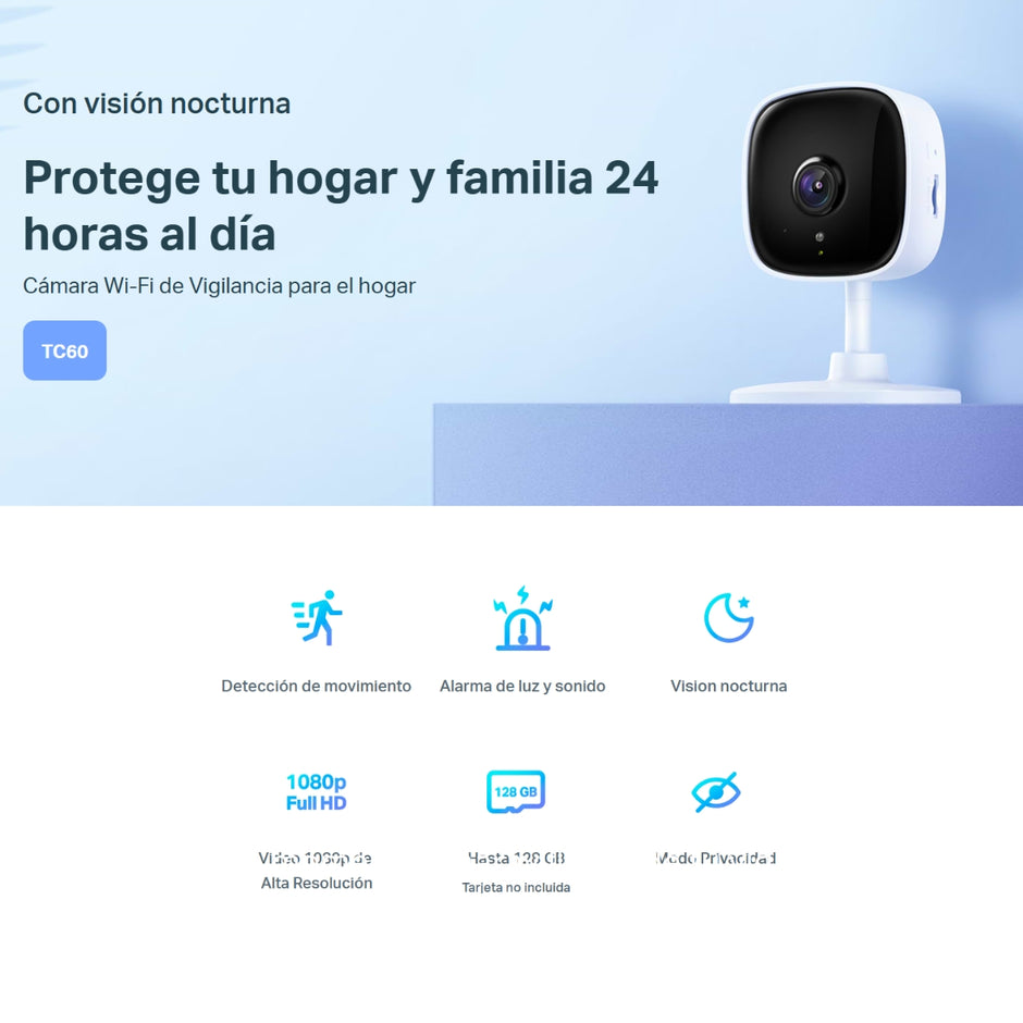 Cámara De Seguridad Wifi, Full Hd, Audio, TP-Link Tapo TC60