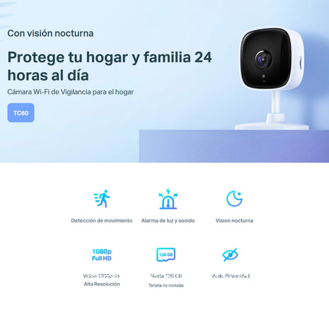 Cámara De Seguridad Wifi, Full Hd, Audio, TP-Link Tapo TC60