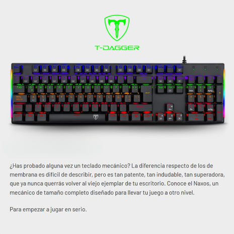 Combo Gamer 3 En 1 Teclado Mecanico, Mouse 10000 DPI, Diadema 7.1 T-dagger T-tgs009
